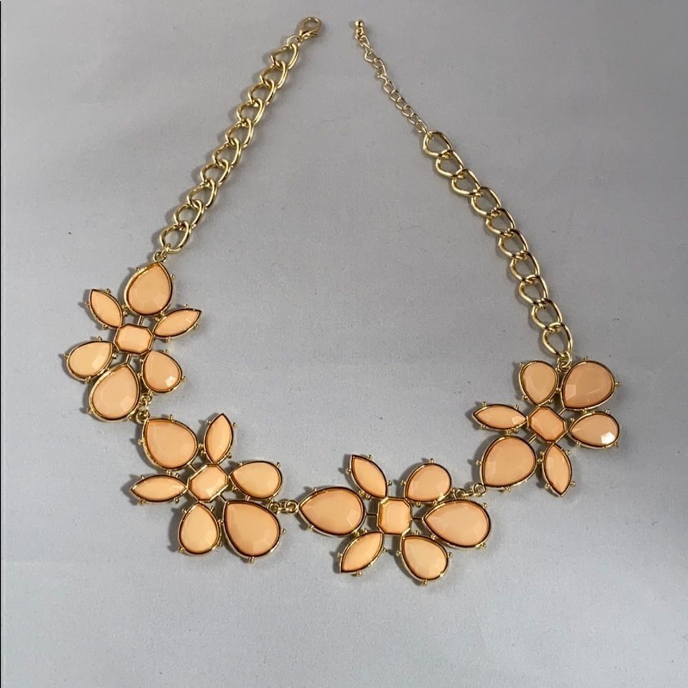 Large adjustable peach stone necklace